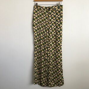 ZARA WOMENS PANTS LEMON GRASS ALL OVER GEO PRINT BOOTCUT SMALL